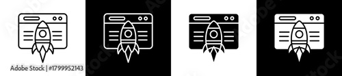 Release icon variations in line and glyph style on black and white background