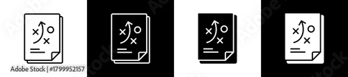 Plan icon variations in line and glyph style on black and white background