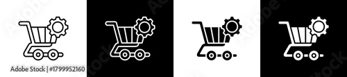 Procurement icon variations in line and glyph style on black and white background