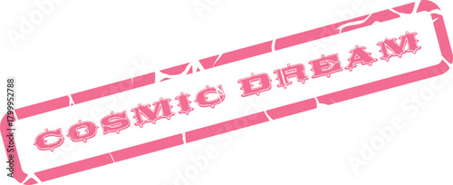 Cosmic Dream inspiring pink rectangular distressed rubber stamp with grunge look for various uses