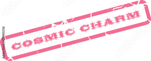 Cosmic Charm distressed pink rubber stamp rectangle with grunge texture effect on surface