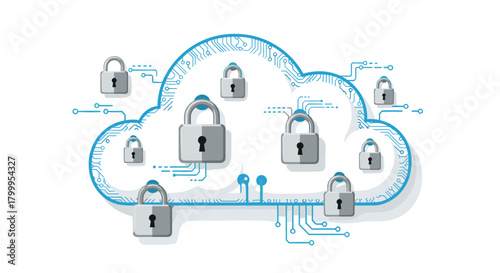 Secure digital world with robust cloud security and data protection locking down sensitive information effectively