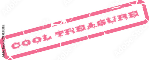Cool Treasure Distressed Pink Rubber Stamp Mark for Retro Style Visual Content