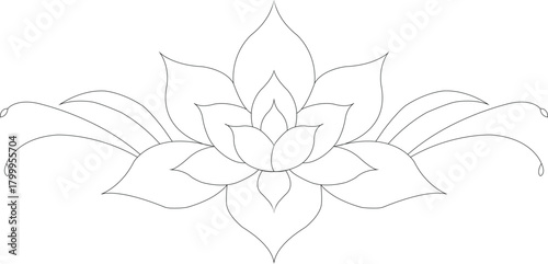 Elegant floral ornament with delicate petals and leaves isolated on transparent background