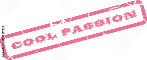 Vintage Pink Rubber Stamp Impression Featuring the Evocative Text Cool Passion