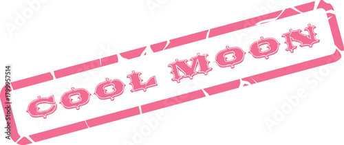 Vintage Pink Rubber Stamp Impression Featuring the Mystical Text Cool Moon