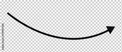 set of long curved arrow icon, arrow icon, curly wave arrow icon.