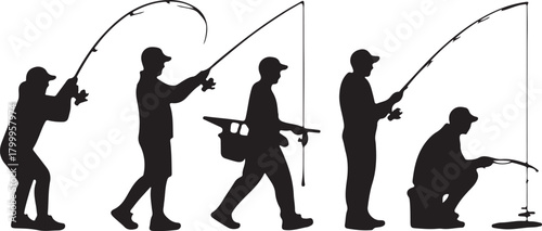 Fishing Silhouettes Collection illustration vector