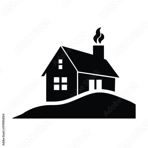 Hill House With Chimney Icon