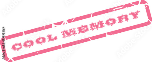 Nostalgic pink Cool Memory text displayed within a charming distressed rectangular frame representing recollection and past experiences