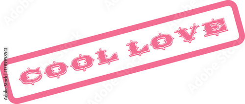 Romantic pink Cool Love statement encapsulated in a fashionable decorative rectangular outline expressing devotion and care