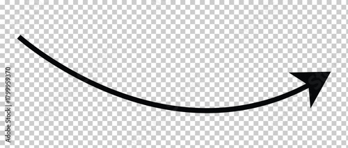 set of long curved arrow icon, arrow icon, curly wave arrow icon.