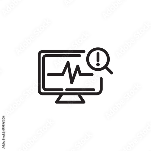 Diagnostic software icon symbolizing fault detection, performance monitoring, and system analysis, representing modern predictive maintenance, industrial data processing, and computerized equipment.
