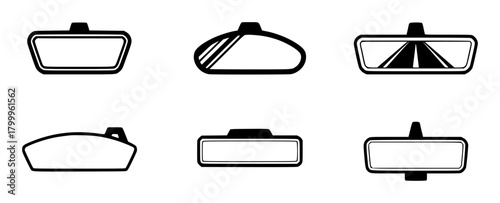 Collection of Six Different Car Rearview Mirror Icons