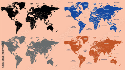 World map with countries