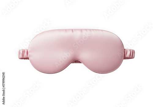 A soft pink satin sleep mask for eye comfort, isolated on transparent background
