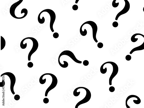 Seamless Pattern of Black Question Marks on a White Background