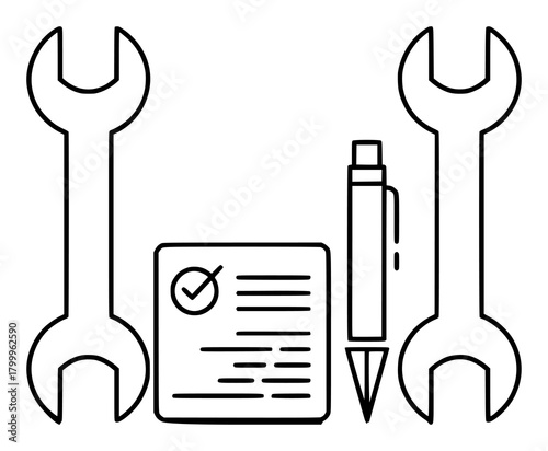 Tools, Checklist, and Pen A Symbol of Work and Planning