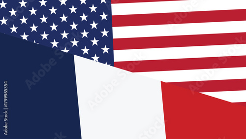France and usa flag fusion design