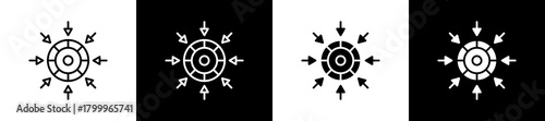 Centralize icon variations in line and glyph style on black and white background