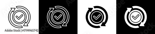 Iteration icon variations in line and glyph style on black and white background