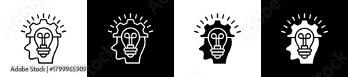 Inspiration icon variations in line and glyph style on black and white background