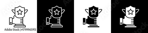 Reward icon variations in line and glyph style on black and white background