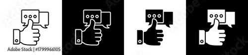 Feedback icon variations in line and glyph style on black and white background