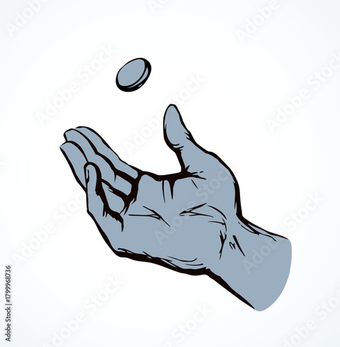 Vector drawing. The hand draws lots