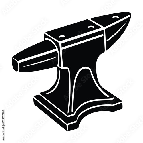 Anvil Black Silhouette Icon, Smithy Tool
