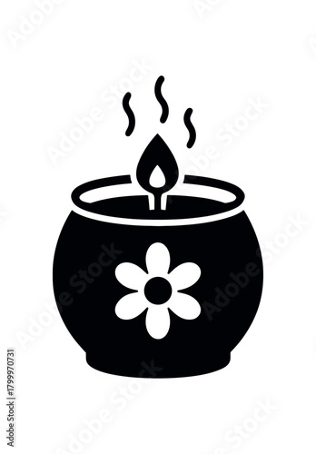candle aromatherapy flat black solid vector illustration isolated on white background