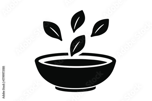 spa flower petals flat black solid vector illustration isolated on white background