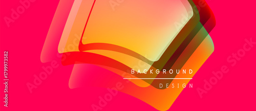 Abstract vibrant shapes overlap, creating dynamic visual effect. Pink backdrop enhances warm color gradients. Text reads background design.