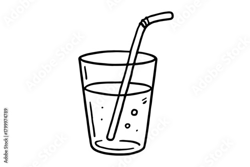 handdrawn cute doodle style reusable straw drink vector line illustration