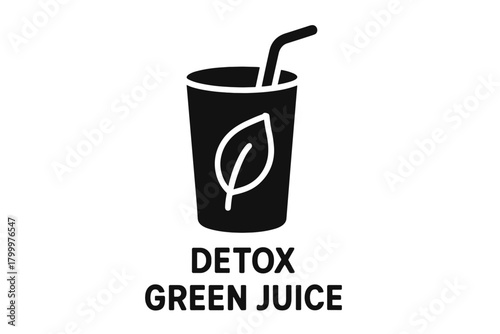 detox green juice flat black solid vector illustration isolated on white background