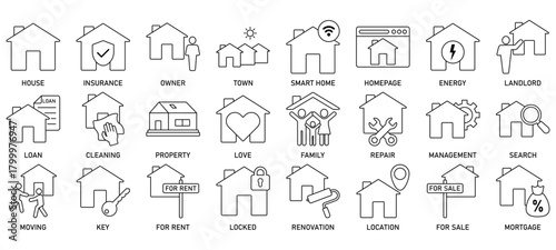 Home Line Editable Icons set. Vector illustration in modern thin line style icons Isolated on transparent background.