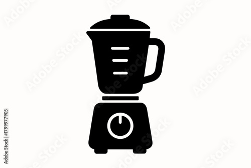 smoothie blender flat black solid vector illustration isolated on white background