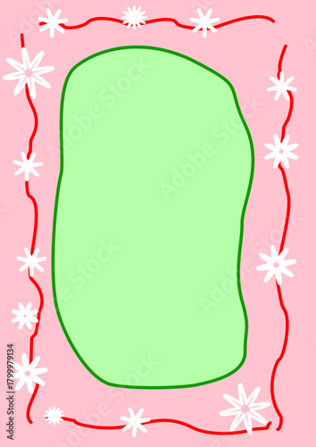 Pastel Floral Frame Vector Background with Abstract Shape and Christmas Decorative Border