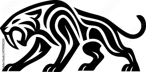 elegant Tribal Panther Silhouette Featuring Dynamic Poses and Bold Wildcat Line Art