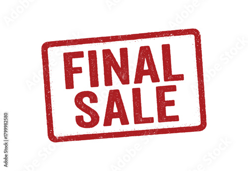 Rectangular stamp FINAL SALE vintage print red ink with bleed marks uppercase type centered