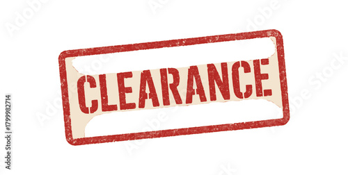 Rectangular seal CLEARANCE red textured ink stencilstyle font realistic pressure edges minimal background