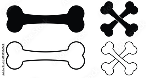 Dog bone icon vector. Dog bone isolated on white background. Bone icon, vector, silhouette danger symbol and sign. Silhouette of bone symbol. Vector illustration.