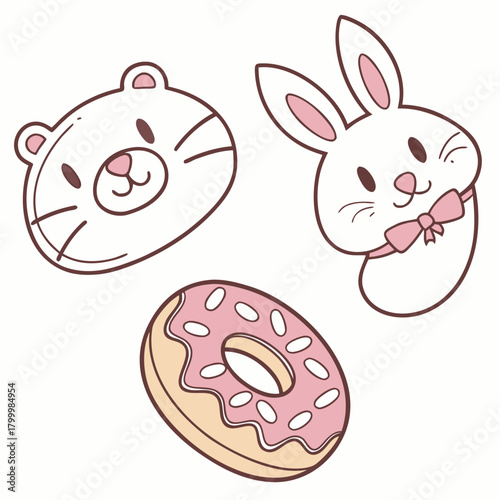 Cute Animal and Donut Icons
