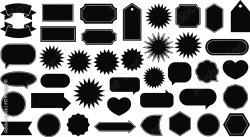 Collection of Various Shaped Silhouettes Diverse Design Elements for Embellishment, Decorative Purposes, And Enhanced Visual Communication