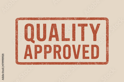 Rectangular seal QUALITY APPROVED condensed faded red color paper print effect