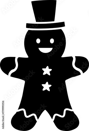 Gingerbread Man Cookie Silhouette isolated.
Cute Winter Christmas Cookie Clipart.
Transparent background.