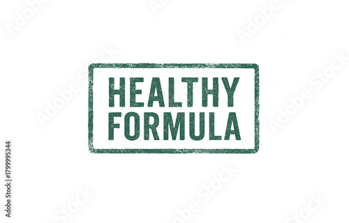 Rectangular seal HEALTHY FORMULA condensed faded dark green ink print