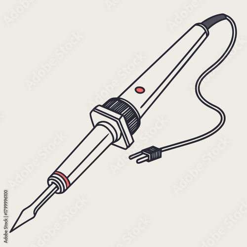 Soldering iron isolated on in cartoon style illustration