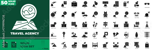 Travel Agency Solid Editable Icons set