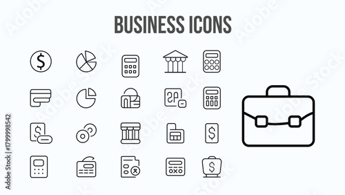 business and finance vector set of icons